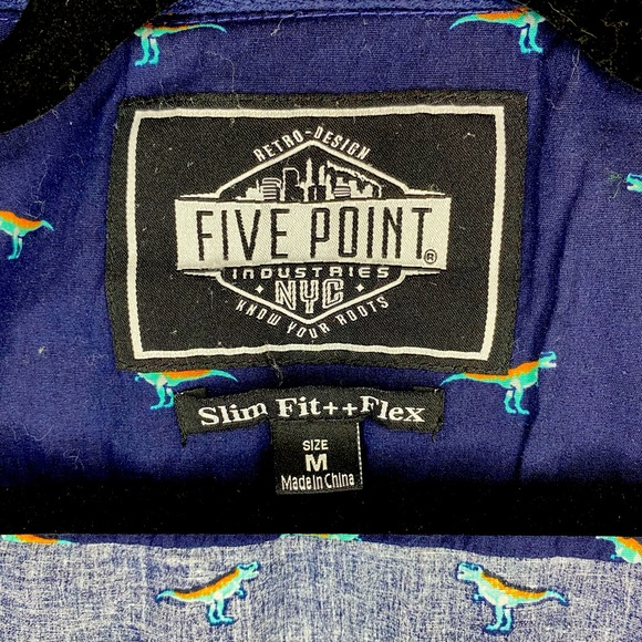 Five Point Industries size M Medium dinosaur button up shirt T-Rex NYC Retro - Picture 3 of 4